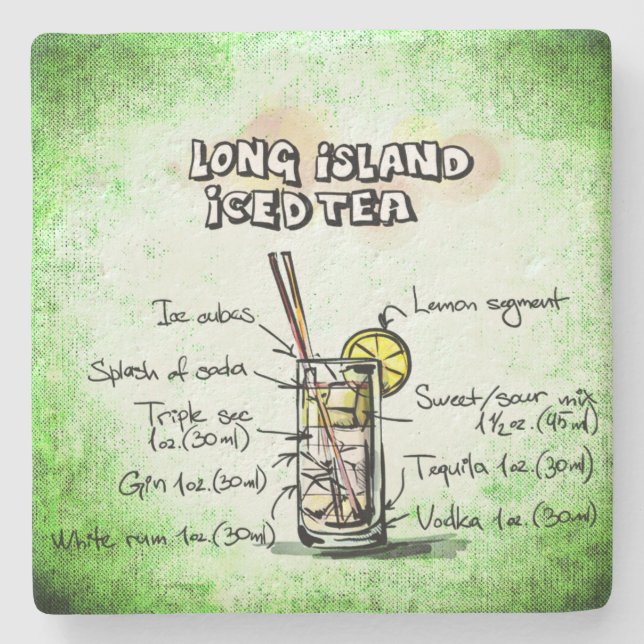 Long Island Iced Tea Drink Recipe Stone Coaster (Front)
