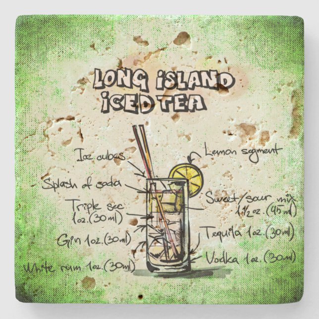 Long Island Iced Tea Drink Recipe Stone Coaster (Front)
