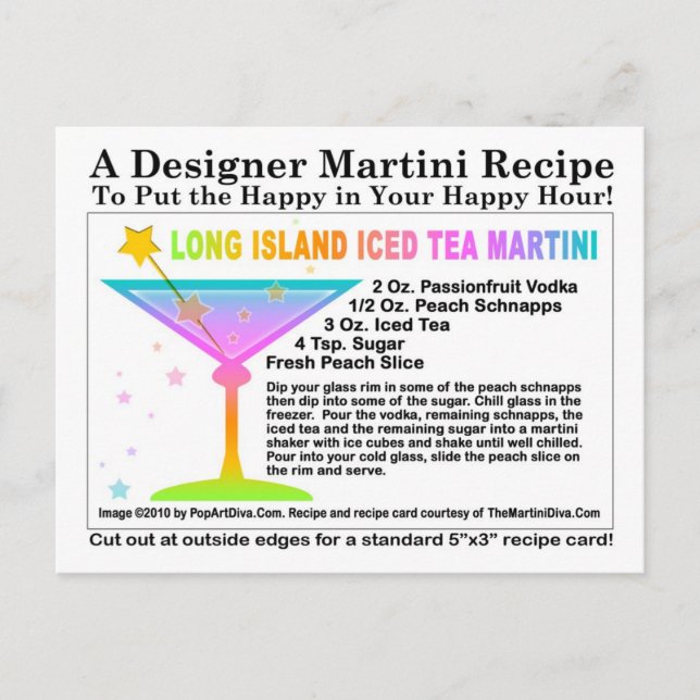 Long Island Iced Tea Martini Recipe Postcard (Front)