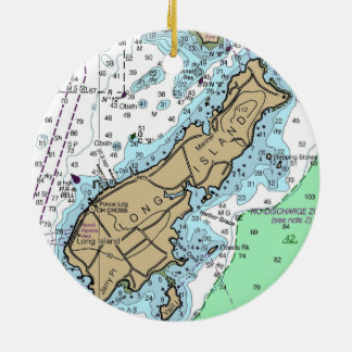 Long Island Maine Chart Ceramic Tree Decoration