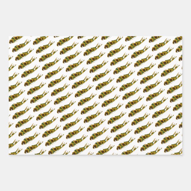 Long Island Map Sunflower Field Wrapping Paper (Front)