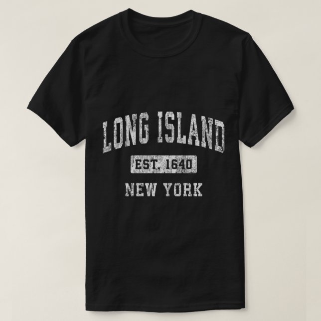 Long Island New York NY Vintage Established Sports T-Shirt (Design Front)