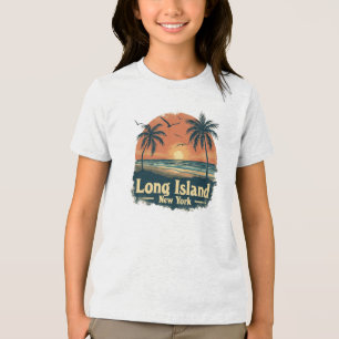 Long Island New York Retro Beach Vibes Tri-Blend Shirt