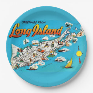 Long Island, NY Greeting Paper Plate