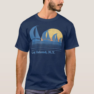 Long Island NY Sailboat Vintage 80s Sunset T-Shirt