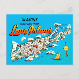 Long Island, NY Seasons Greetings Postcard