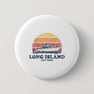 Long Island Ny Vintage Boating 70s Retro Boat Desi 6 Cm Round Badge