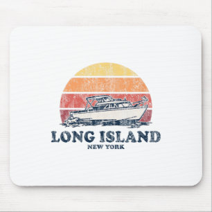 Long Island Ny Vintage Boating 70s Retro Boat Desi Mouse Mat