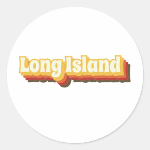Long Island Retro Vintage Text Classic Round Sticker