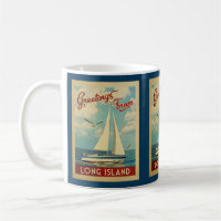 Long Island Sailboat Vintage Travel New York