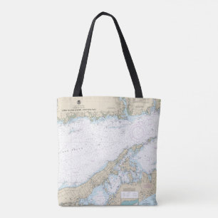 Long Island Sound Eastern Part Nautical Chart Tote Bag