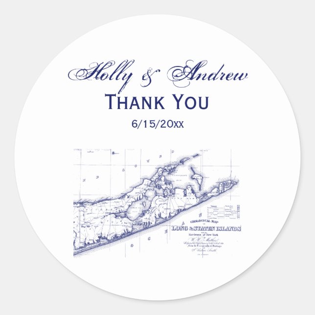 Long Island The Hamptons Map Classic Round Sticker (Front)