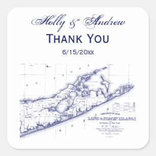 Long Island The Hamptons Map Square Sticker