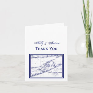 Long Island The Hamptons Map Thank You Card