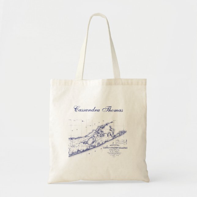 Long Island The Hamptons Map Tote Bag (Front)