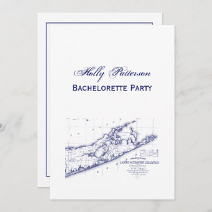 Long Island The Hamptons Map VC Bachelorette Party Invitation