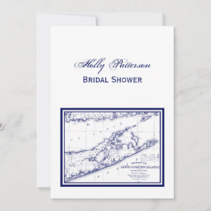 Long Island The Hamptons Map VC Bridal Shower Invitation