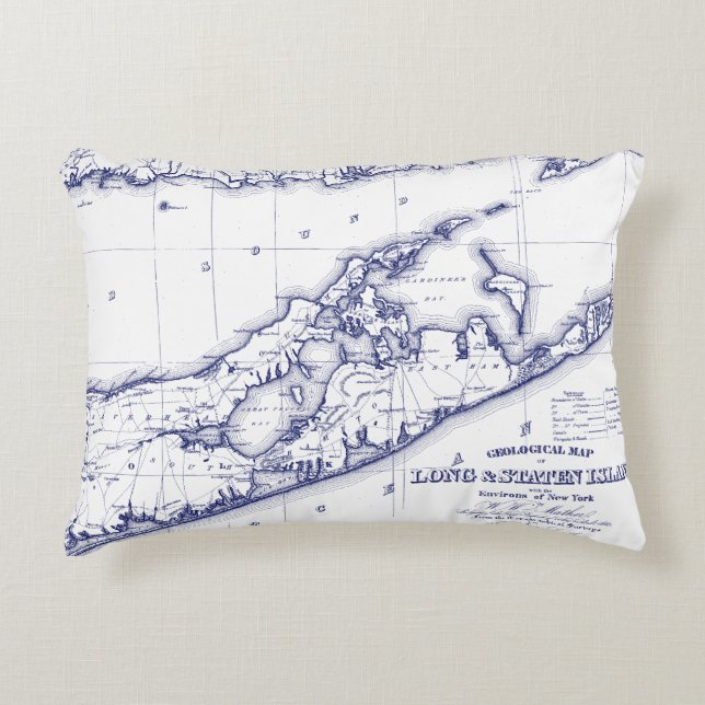 Long Island The Hamptons Map VC Decorative Cushion (Front)