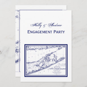 Long Island The Hamptons Map VC Invitation