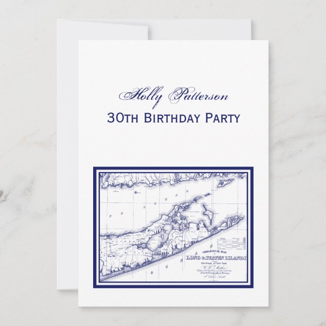 Long Island The Hamptons Map VC Invitation (Front)