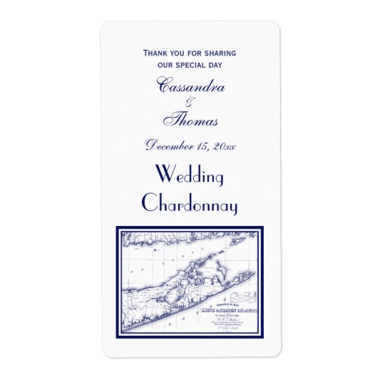 Long Island The Hamptons Map VC Shipping Label