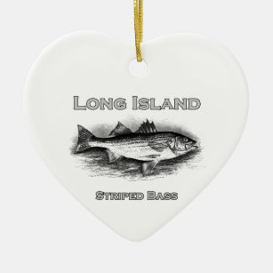 Long Island Vintage Striped Bass Logo Ceramic Tree Decoration