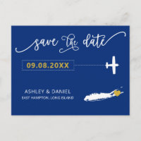 Long Island Wedding Save the Date Map Postcard
