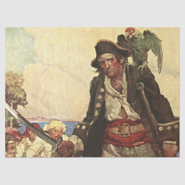 “Long John Silver” Pirate Art by Louis Rhead Tissue Paper (Front)