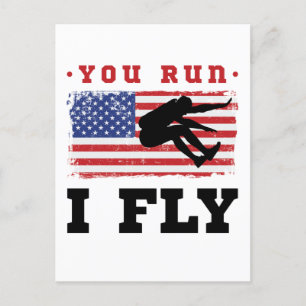 Long Jump American Flag You Run I Fly Postcard
