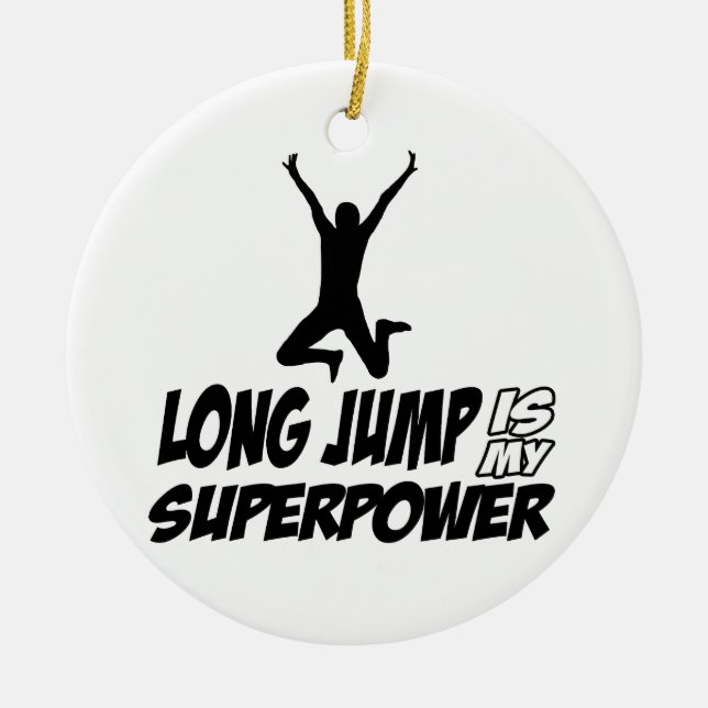 Long jump designs ceramic tree decoration (Front)
