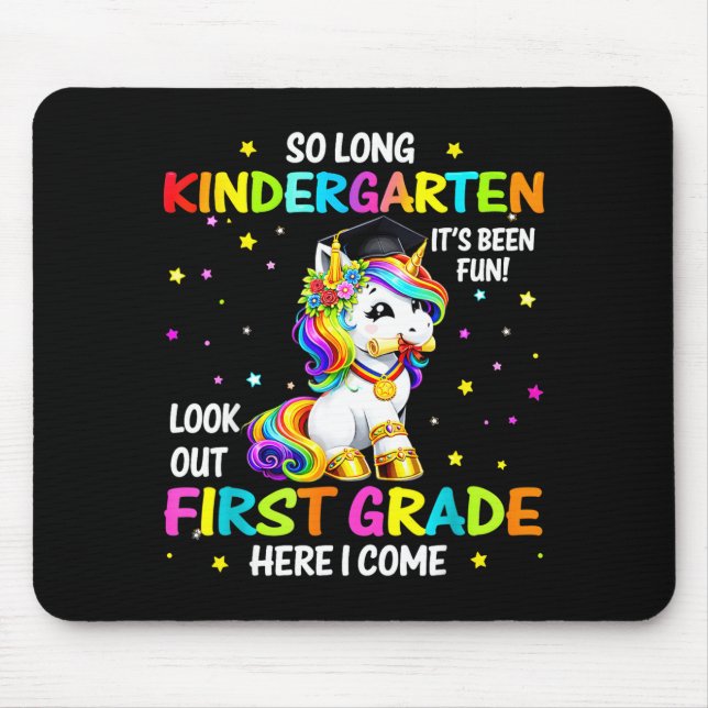 Long Kindergarten 1st Grade Here Come Graduation Mouse Mat (Front)
