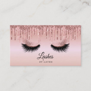 Long Lash Extension Makeup Artist Dripping Gold Business Card