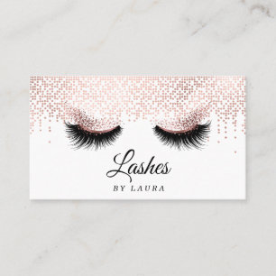 Long Lash Extension Makeup Artist Rose Gold Business Card