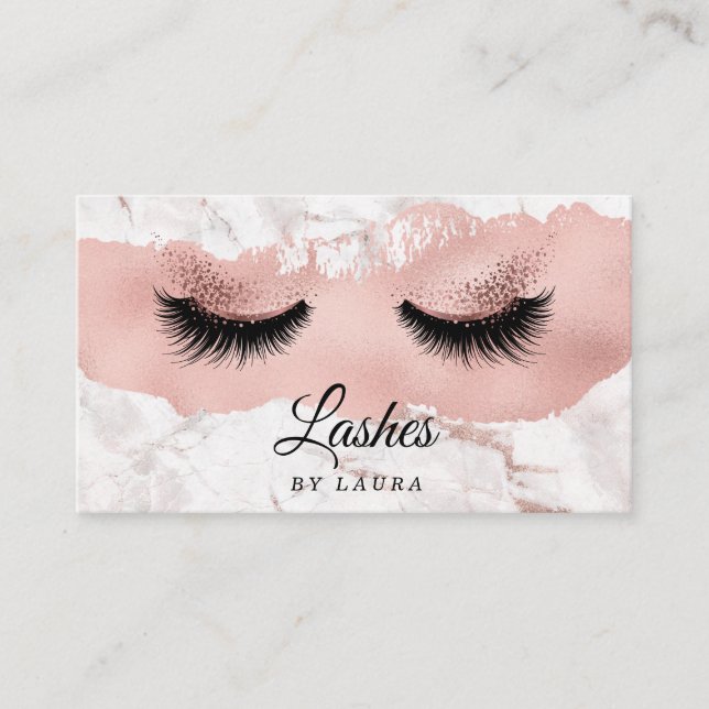 Long Lash Extension Makeup Artist Rose Gold Business Card (Front)