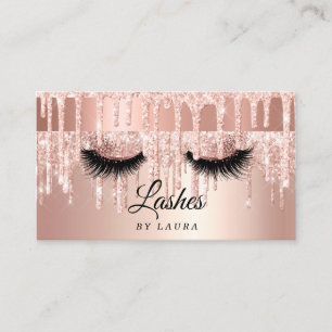 Long Lash Extension Makeup Artist Rose Gold Business Card