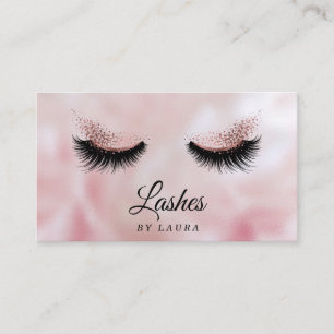 Long Lash Extension Makeup Artist Rose Gold Business Card