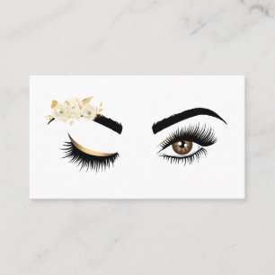 Long Lashes Beautiful Eyes with Watercolor Flowers Business Card