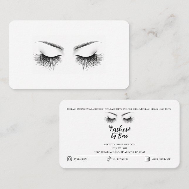 Long Lashes Eyelash Extensions Beauty   Business Card (Front/Back)