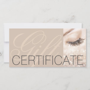 Long Lashes Gift Certificate Beige Cream Thank You Card