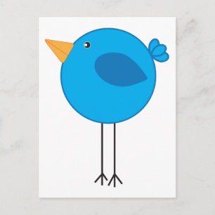 Long Legged Blue Bird Cartoon Postcard