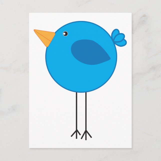 Long Legged Blue Bird Cartoon Postcard (Front)