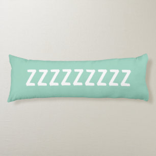 Long light teal body pillow with custom text