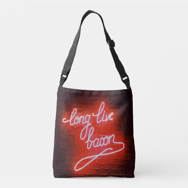Long Live Bacon Neon Sign, Bacon lover Crossbody Bag (Back)