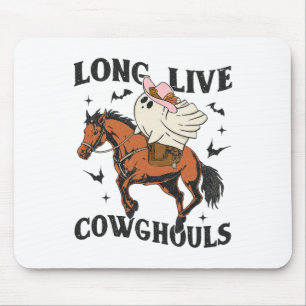 Long Live Cowghouls Cute Ghost Cowgirl Halloween W Mouse Mat