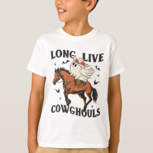 Long Live Cowghouls Cute Ghost Cowgirl Halloween W T-Shirt