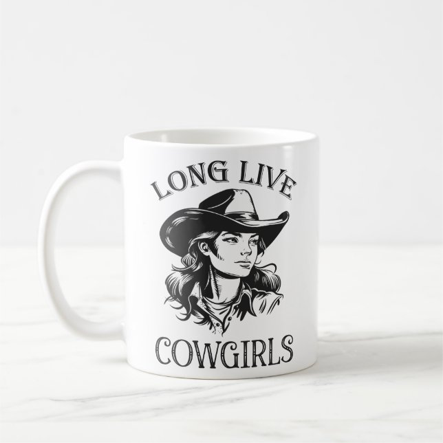 Long Live Cowgirls, Country Western Cowgirl Coffee Mug (Left)