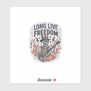Long Live Freedom Patriotic Skeleton Rocker Shirt_