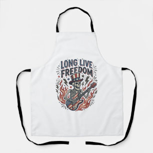 Long Live Freedom Patriotic Skeleton Rocker Shirt_ Apron