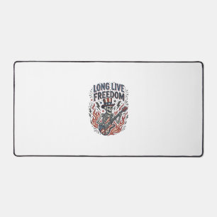 Long Live Freedom Patriotic Skeleton Rocker Shirt_ Desk Mat