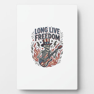 Long Live Freedom Patriotic Skeleton Rocker Shirt_ Plaque
